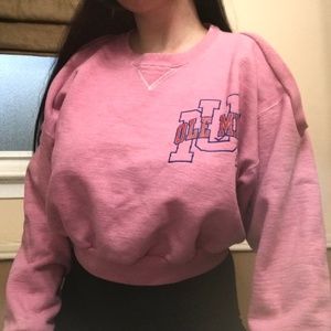 Vintage Cropped Ole Miss Crewneck Shoulder Cutouts